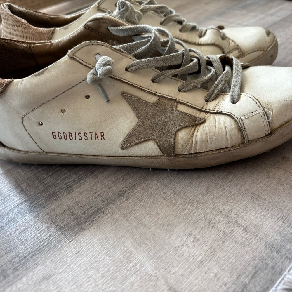 Golden Goose Woman’s Cream and Tan Sneakers